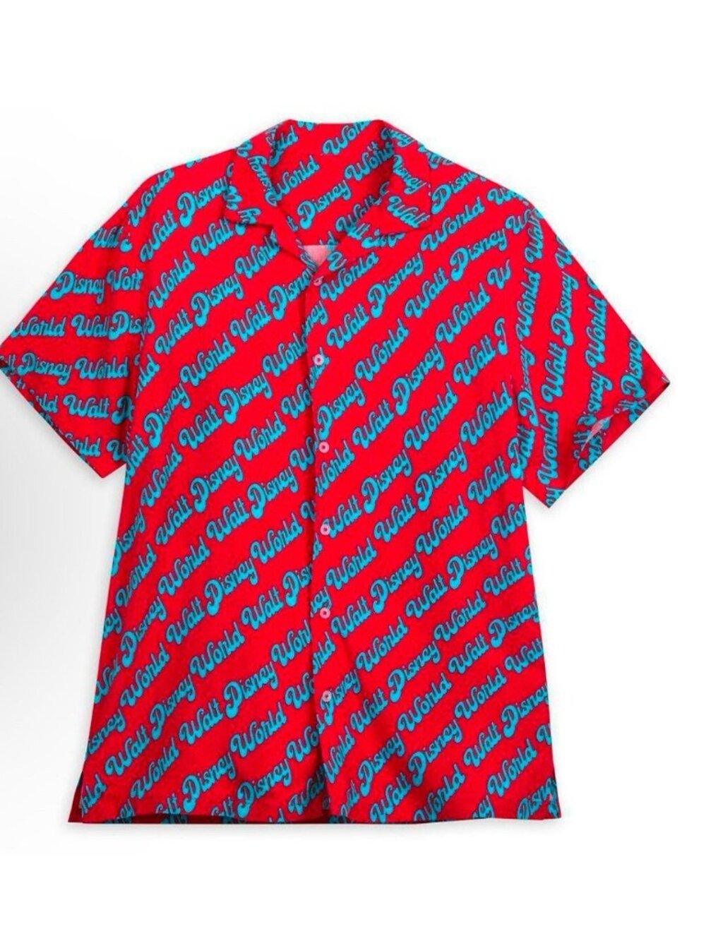 Disney Parks Hawaiian World Red & Blue Resort Button Up Shirt XL Script Mens